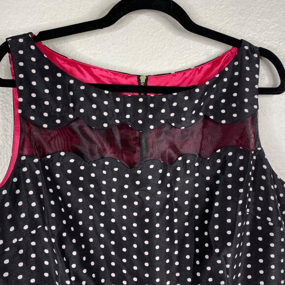 NWT Dress Barn Collection Women's Dress Black Size 16 Polka Dot Retro Holiday - Picture 5 of 15